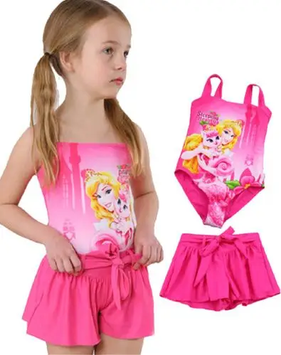 迪士尼(disney)公主系列连体裙式泳衣 女童可爱三角泳衣中大童