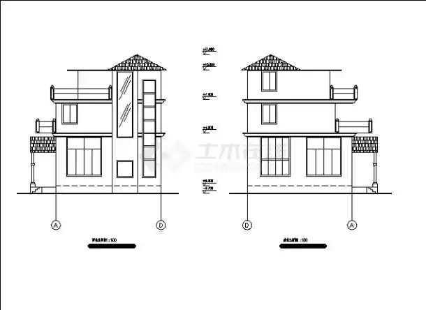 某实用新型别墅住宅楼建筑设计施工cad图纸