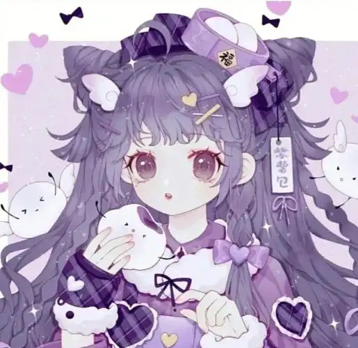 四张紫色系 一对闺蜜头像 两张红色系头像