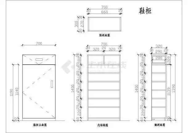 典型新式风格鞋柜设计cad施工图图库含30款设计