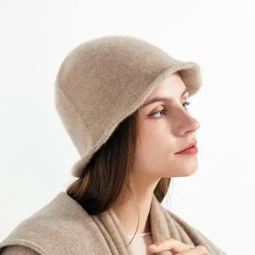 王大仁法国设计无缝工艺纯山山羊绒针织羊绒绒帽帽子