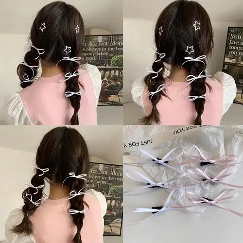 网红丝带编发蝴蝶结发夹芭蕾少女风法式纯欲飘带绑发发卡头饰发饰