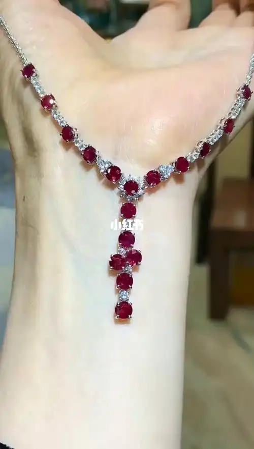 18k金镶红宝石项链精挑顶级品质红宝