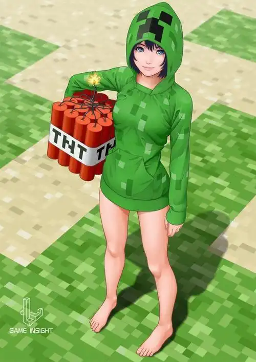 我的世界娘化后的苦力怕你敢撩吗网友被她炸死也愿意