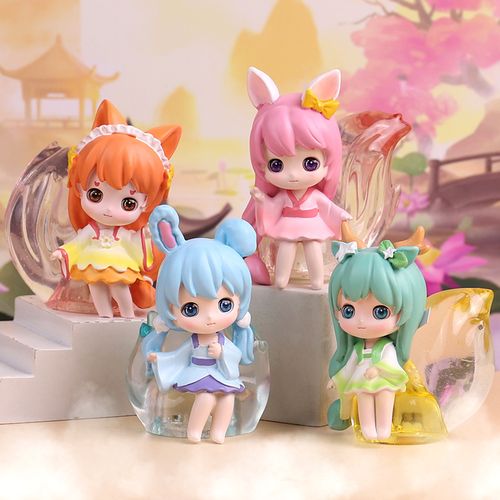 灵汐小妖盲盒可爱小狐狸夜灯摆件女孩娃娃手办潮玩盲盒