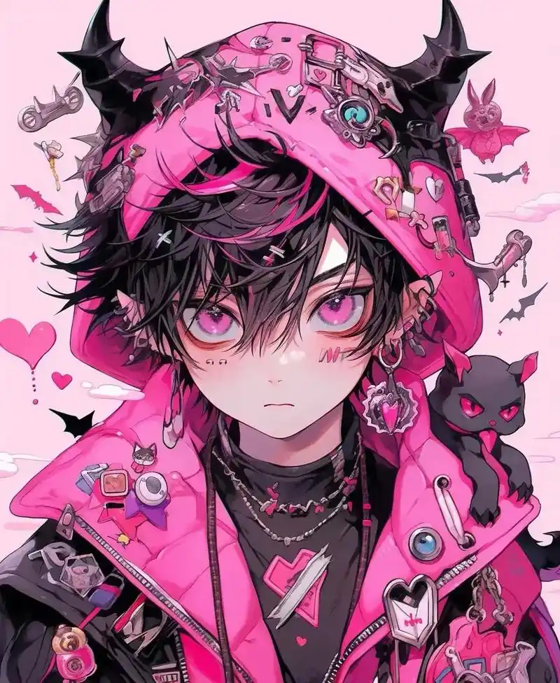 粉色的男孩子耶.#二次元 #优质头像 - 抖音