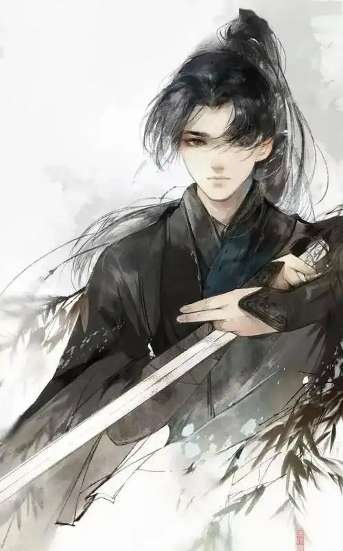 古风黑衣男子女子壁纸心中有丘壑眉目做山河