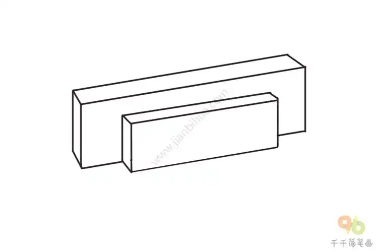 第二步:画出立体的长方体.第一步:先画一个细长的方形.