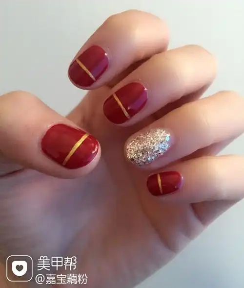 方圆形红新年就要美美哒美甲图片