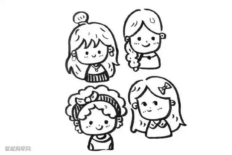 一组关于人物的可爱风简笔画图片