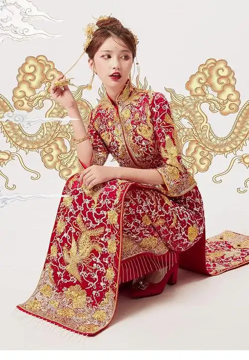 秀禾服租赁 中式婚礼服定制 龙凤褂 中式婚礼礼服