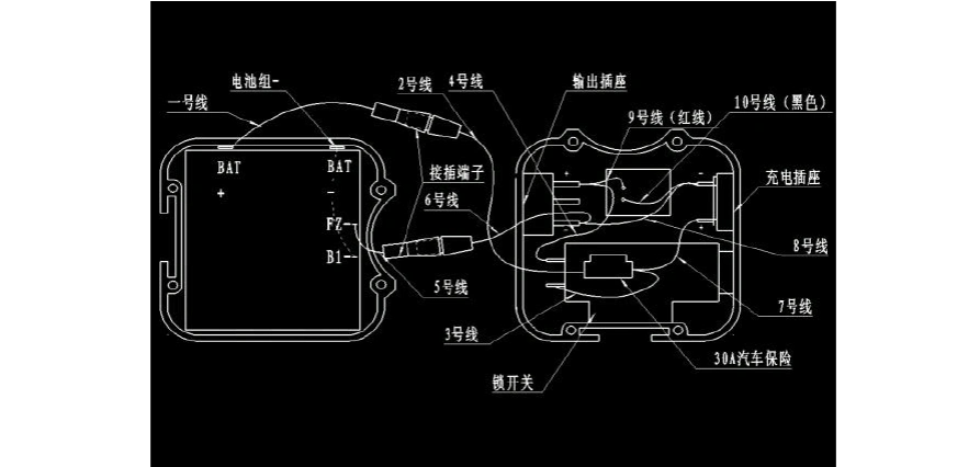 电动自行车用锂电池电池组电气连线图