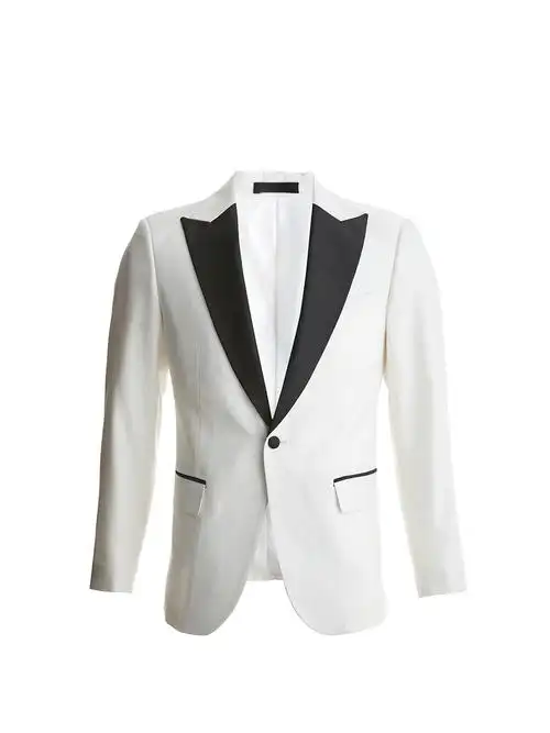 cultum白色西服男戗驳领一粒扣新郎结婚婚礼礼服宴会主持人西装