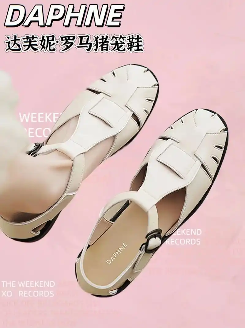 达芙妮罗马凉鞋夏季新款外穿镂空猪笼沙滩鞋