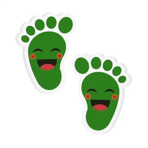 学校排队站位笑脸脚印贴纸地板装饰自粘幼儿园小脚印走廊地贴墙贴