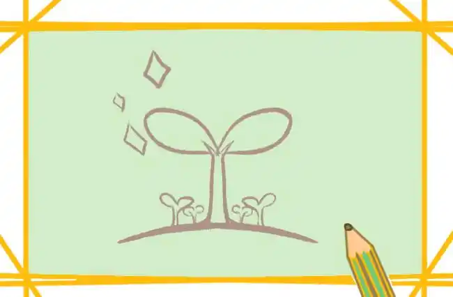 蓬勃的绿芽上色简笔画图片教程步骤