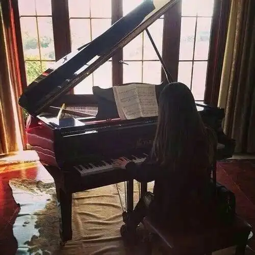 女头背影弹钢琴