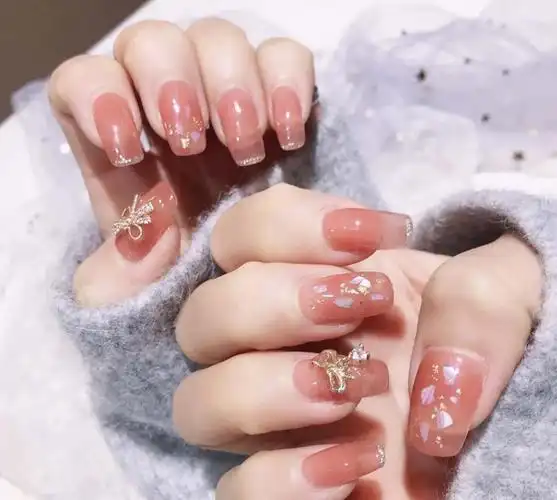 2021冰透西柚色少女心美甲,图片,短指甲-lomo美甲