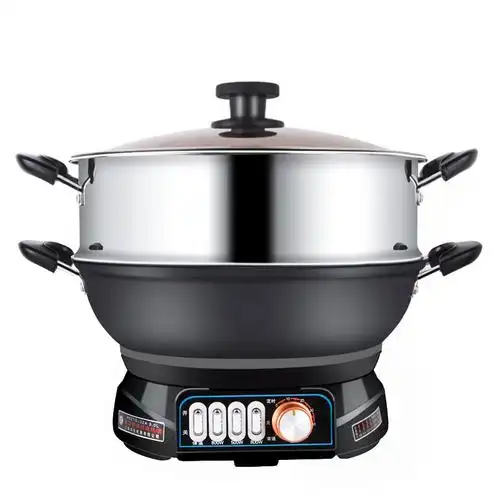 多功能电炒锅黄金蛋电用炒锅家用铸铁电炒菜锅煮饭蒸炖一体式电热锅