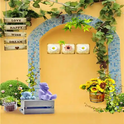 卡通迷你小背景 影楼儿童摄影实景类背景布 百天宝宝拍照背景墙