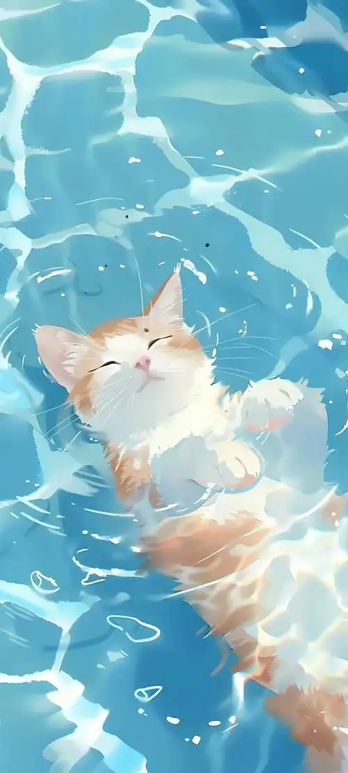 可爱超萌猫咪戏水手机壁纸图片快快收藏