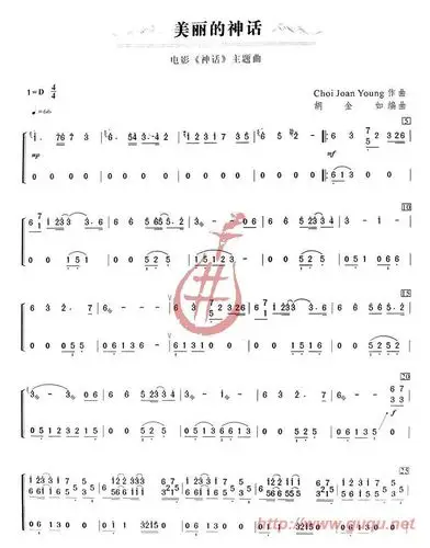 各位亲们,有木有《美丽的神话》的古筝简谱?急需!