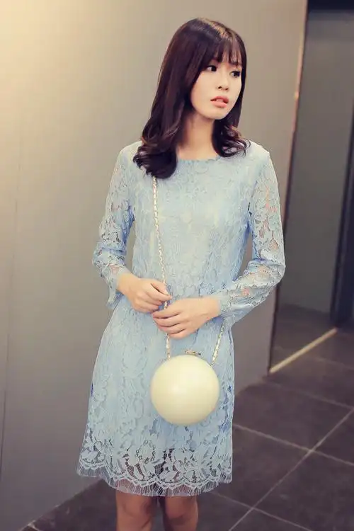 韩版性感显瘦ol包臀蕾丝镂空连衣裙