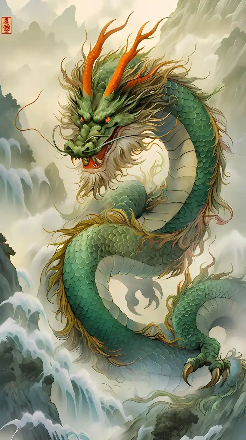 中国龙.苍崖辉映龙翔翼,静谧山间赋神韵.#原创作品 #龙图  - 抖音