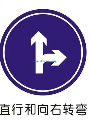 直行和向右转弯标志