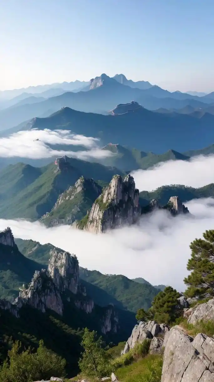 今日有幸登上一座古老的山峰,云雾缭绕,气象万千,仿佛穿越了时空.