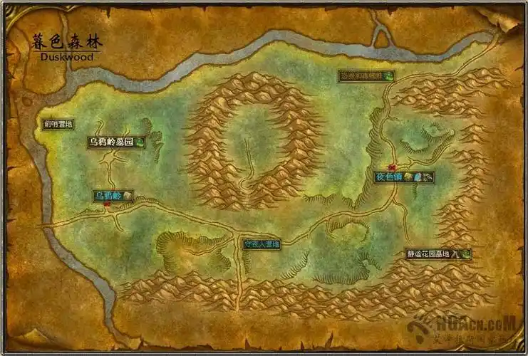 魔兽世界地图-世界地图-艾泽拉斯和洛丹伦-暮色森林