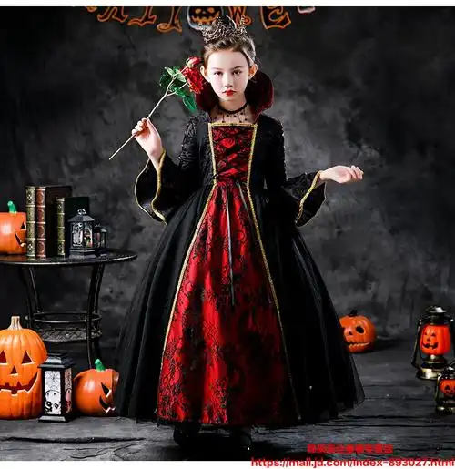 六一演出服装儿童女童cos吸血鬼女巫角色扮演化妆舞会幼儿园演出服t w