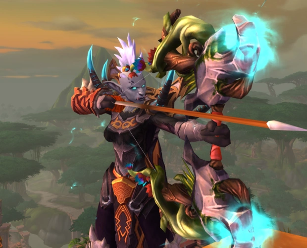 赞达拉巨魔猎人拉弓射箭是什么样的?