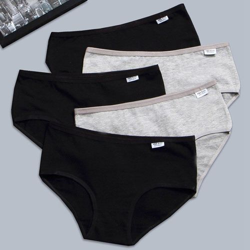女内裤黑色纯棉中低腰简约舒适灰色透气女士短裤头女生学生三角裤