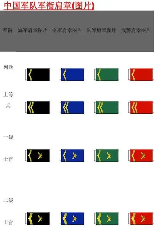 中国军衔制度,肩章(图片)