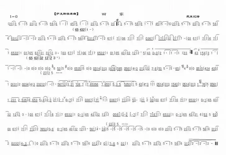 回家-肯尼基(萨克斯简谱) - 多来米,123