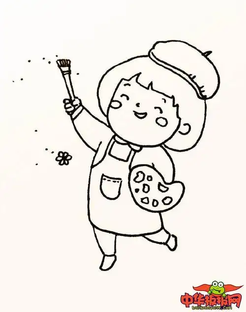 我是一个小画家简笔画,小画家正在作画简笔画