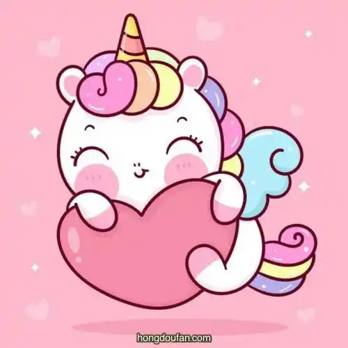 7张抱着爱心的彩虹独角兽卡通简笔画大全