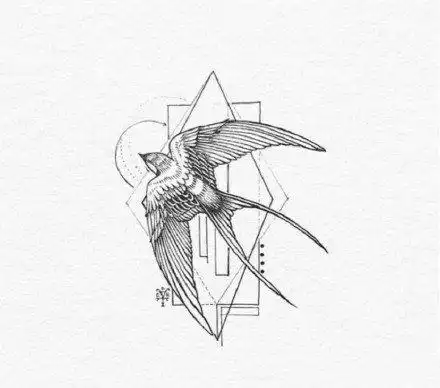 一组飞燕主题的纹身手稿图片赏析