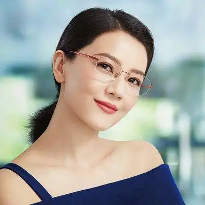 海伦凯勒新款知性复古钛架半框近视眼镜架女可配防蓝光眼镜h56020