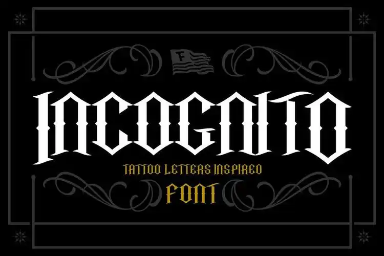 – gothic tattoo fontdarklands是一款美丽的哥特式暗黑风格的字体