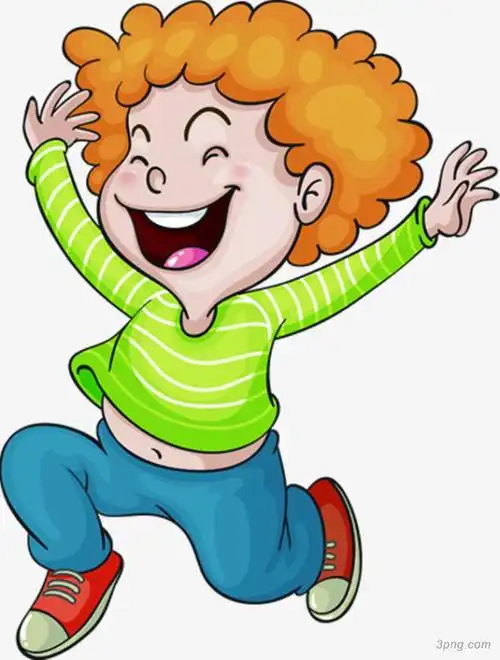 手绘欢乐跳跃男孩png素材透明免抠图片-卡通手绘