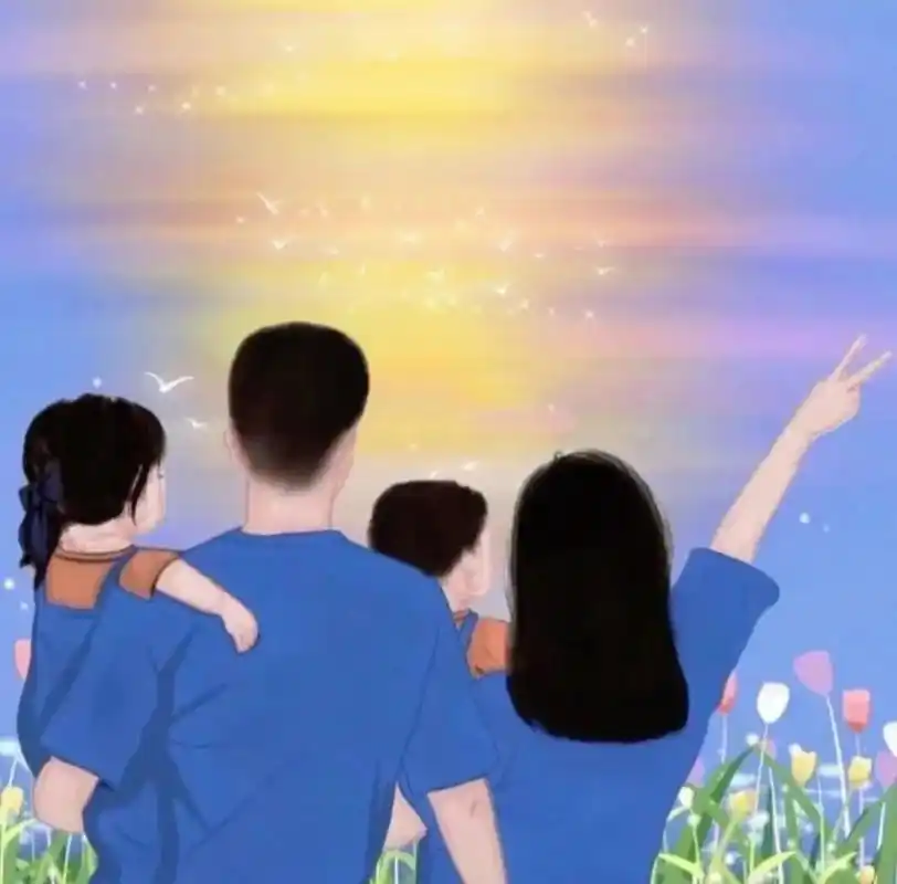 一家四口头像73简单的幸福一儿一女