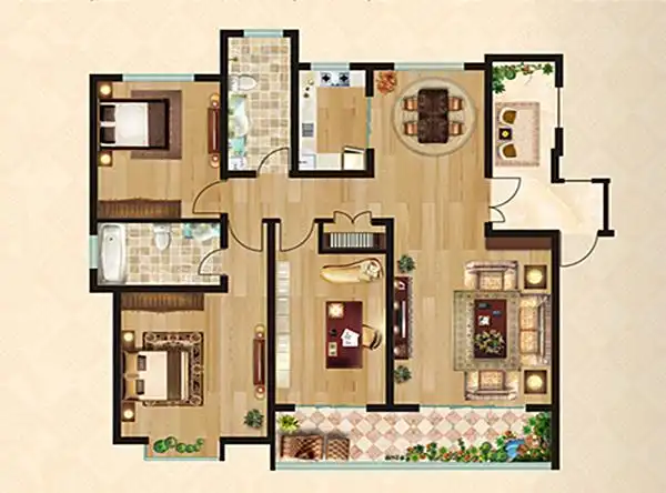 旭光·光明城135㎡三室两厅两卫户型