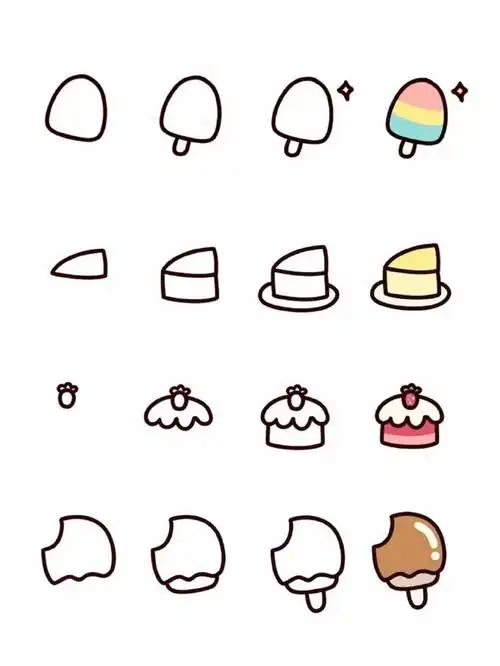 可爱小食物卡通简笔画收好吧