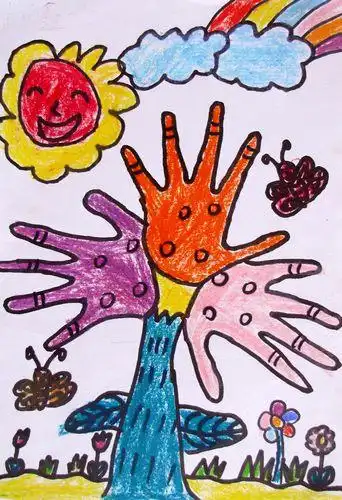 小手掌大力量/少儿绘画作品/儿童画/网络美术馆_中国少儿美术教育网