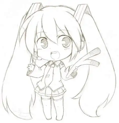 铅笔画q版人物萌图女_伊卟图库