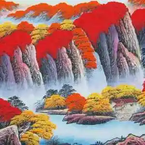 当头国画山水画客厅装饰挂画聚宝盆办公室招财靠山壁画纯手绘山水画