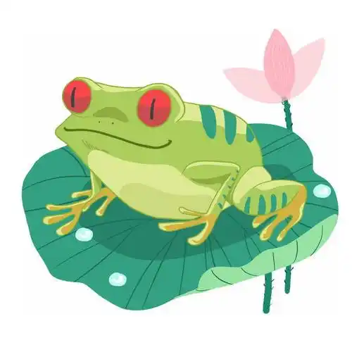 红眼睛的卡通青蛙趴在荷叶上7106547免抠图片素材