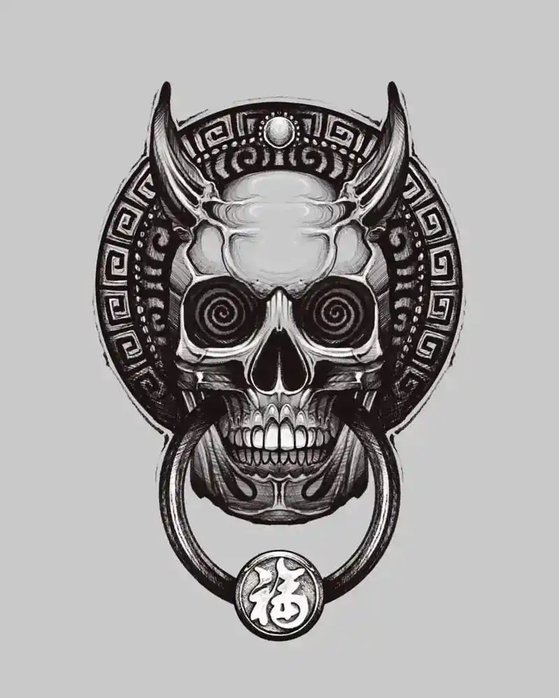 创作灵感 #纹身手稿 #暗黑系 #抖音图文推荐计划 #骷髅 - 抖音